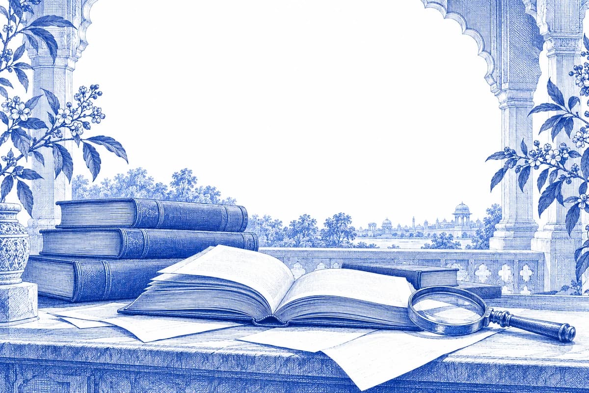 Blue hand-drawn architectural illustration